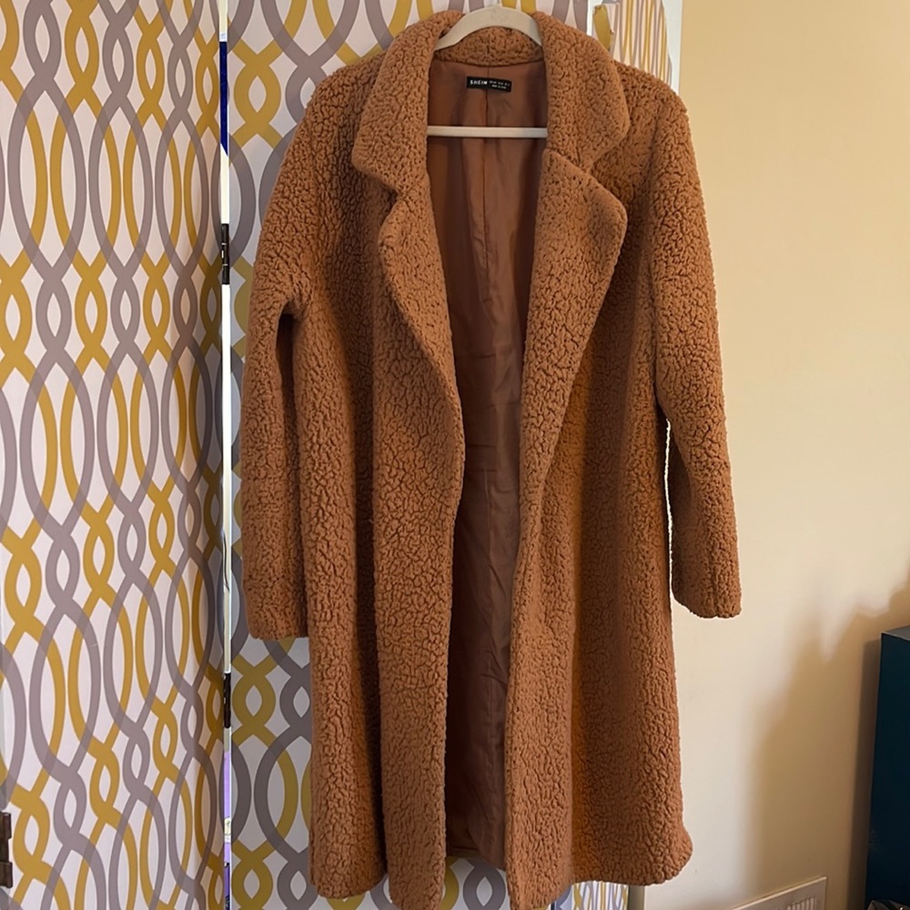SHEIN teddy cognac collar jacket